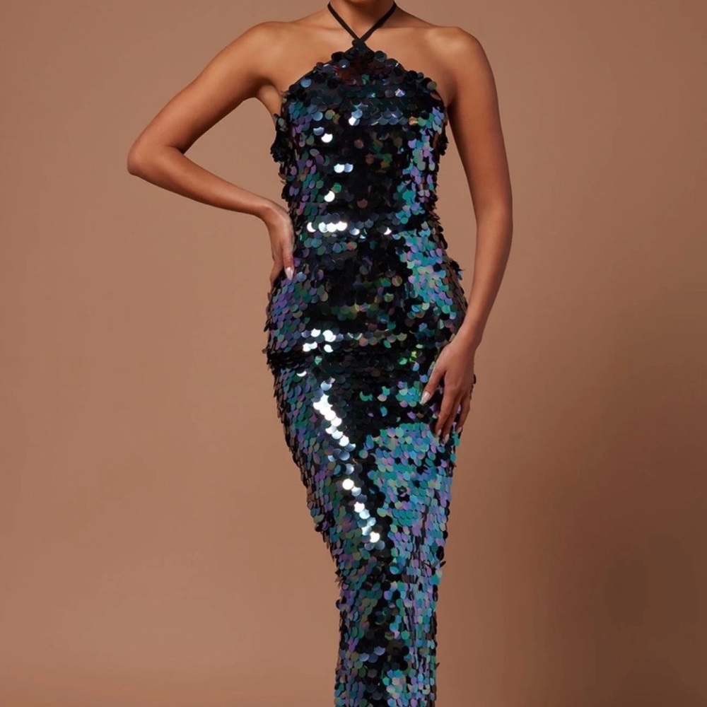 Fashion Nova Iridescent Strapless Dress